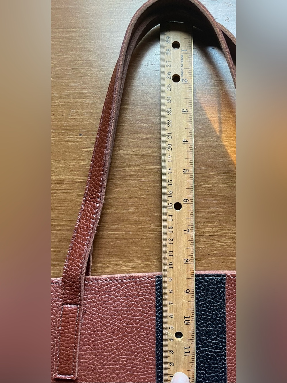 VINCE CAMUTO Luck Brown w/ Black Stripe Vegan Leather Tote Bag - Picture 8 of 10